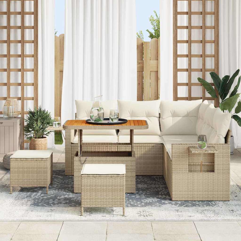 Set Divano da Giardino 8 pcs Beige polyrattan - homemem39