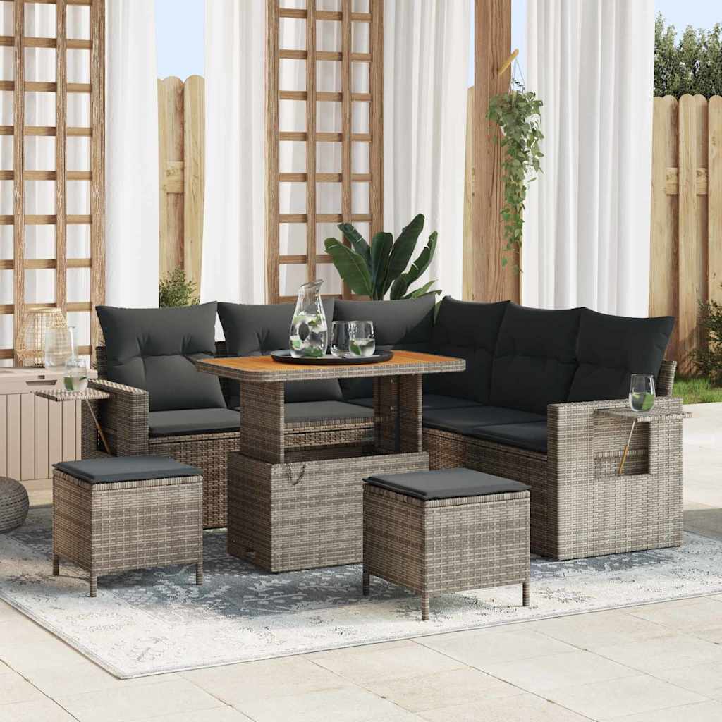 Set Divano da Giardino 8 pcs Grigio polyrattan - homemem39