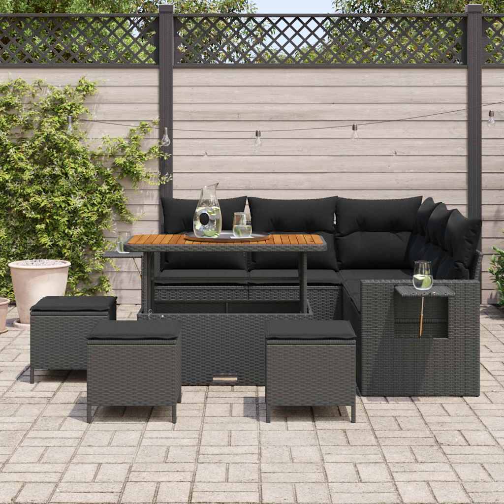 Set Divano da Giardino 9 pcs Nero polyrattan - homemem39