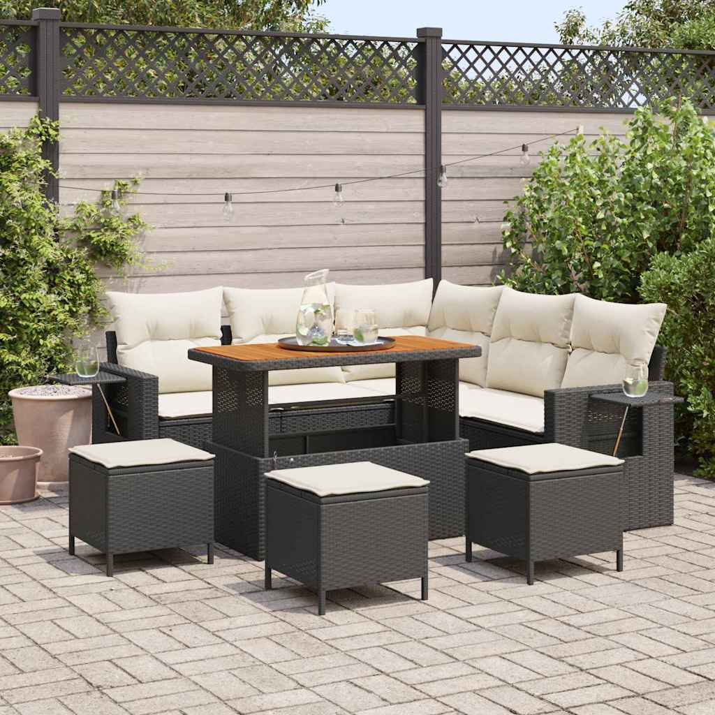 Set Divano da Giardino 9 pcs Nero polyrattan - homemem39