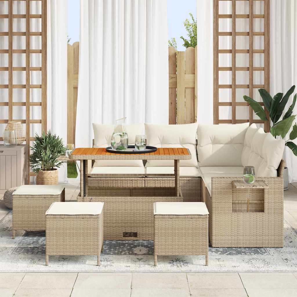 Set Divano da Giardino 9 pcs Beige polyrattan - homemem39