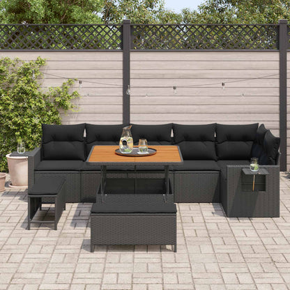 Set Divano da Giardino 9 pcs Nero polyrattan | homemem39