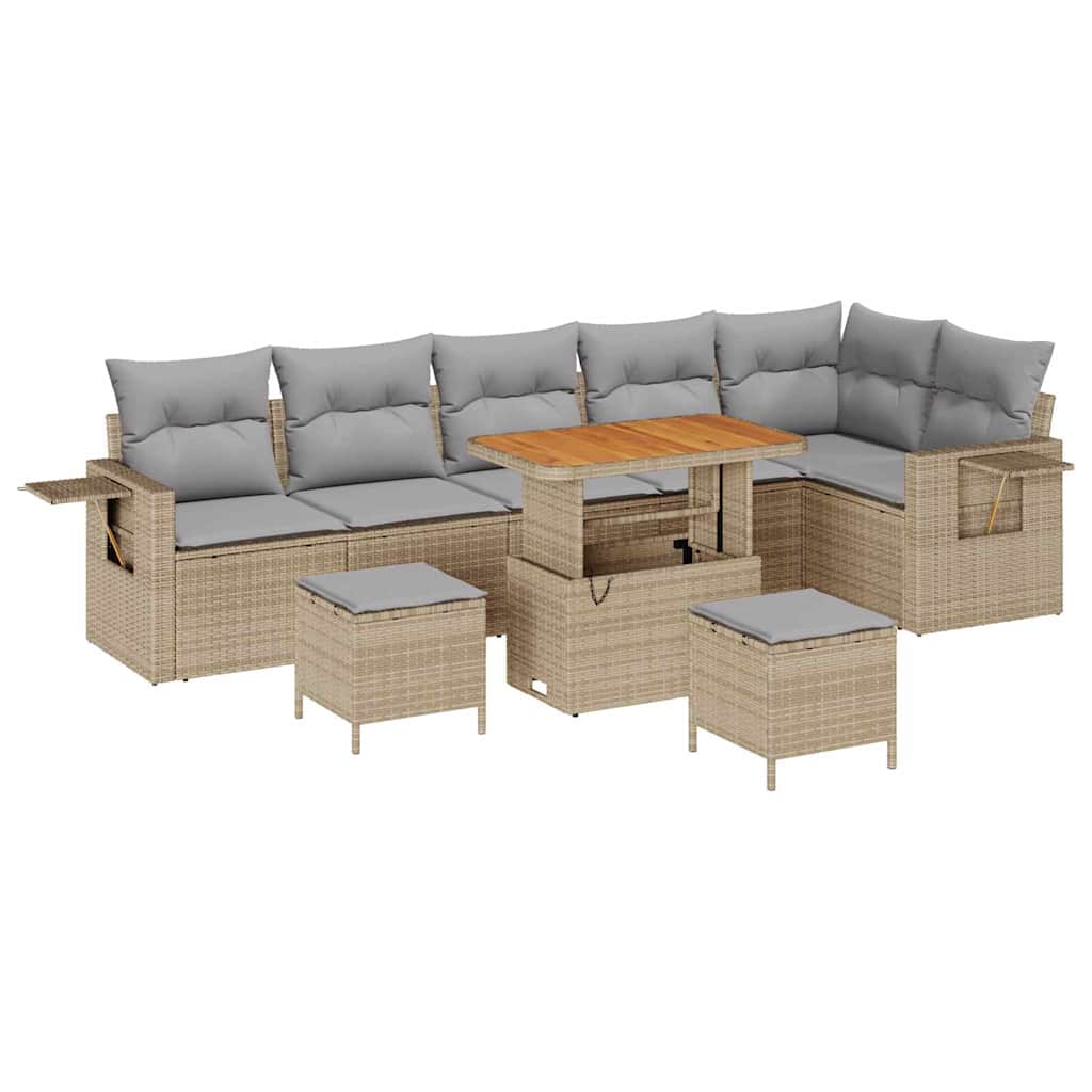 Set Divano da Giardino 9 pcs Beige polyrattan - homemem39