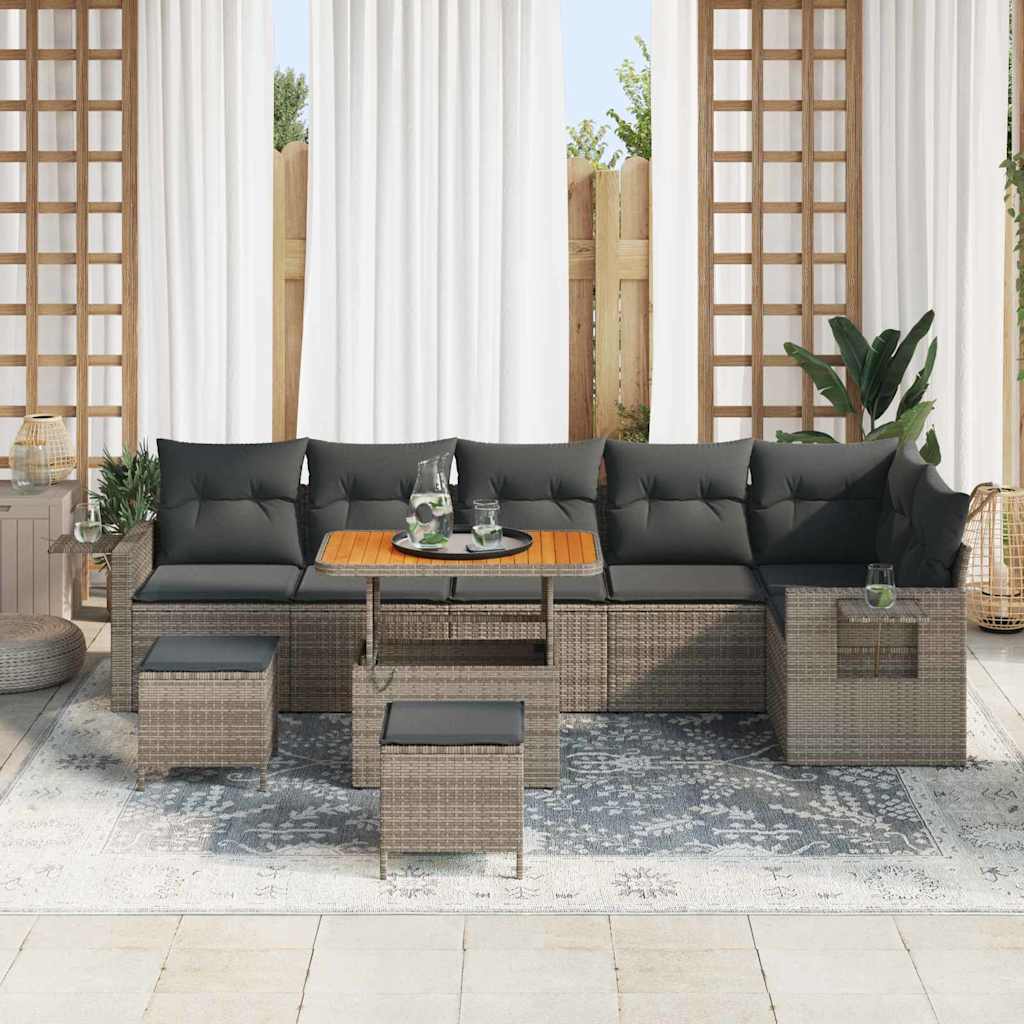 Set Divano da Giardino 9 pcs Grigio polyrattan - homemem39
