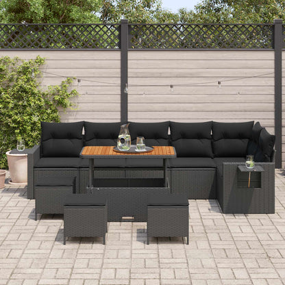 Set Divano da Giardino 10 pcs Nero polyrattan | homemem39