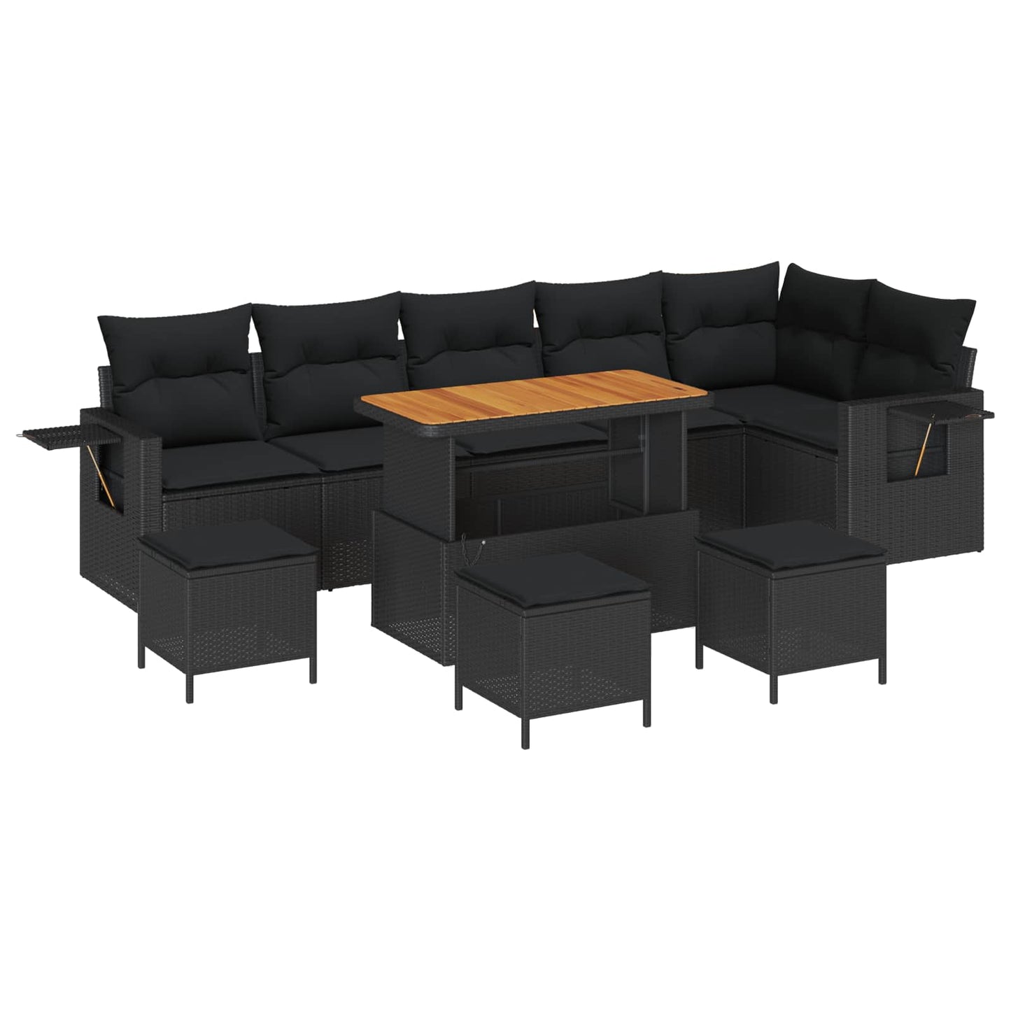 Set Divano da Giardino 10 pcs Nero polyrattan