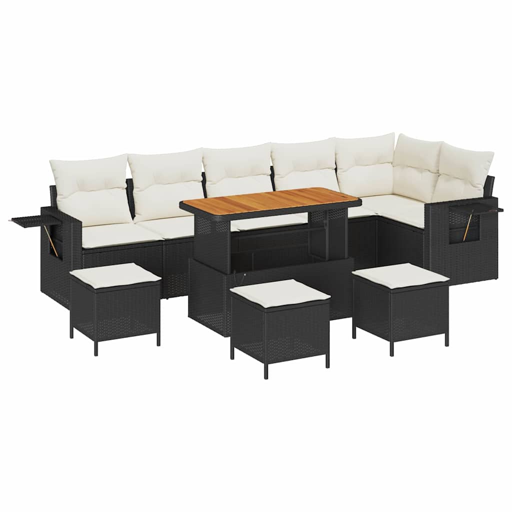 Set Divano da Giardino 10 pcs Nero polyrattan - homemem39