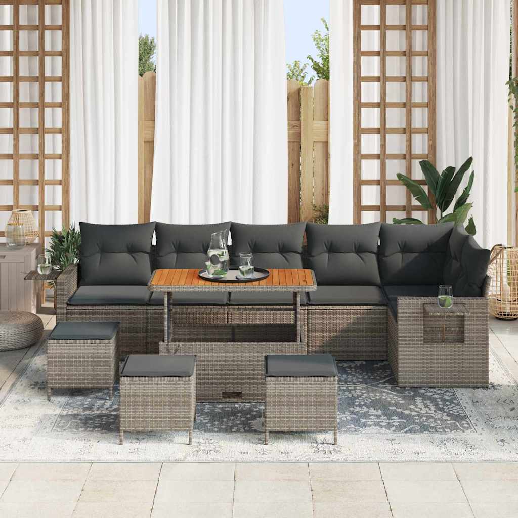 Set Divano da Giardino 10 pcs Grigio polyrattan - homemem39