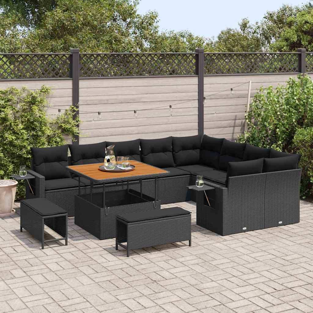 Set Divano da Giardino 12 pcs Nero polyrattan - homemem39