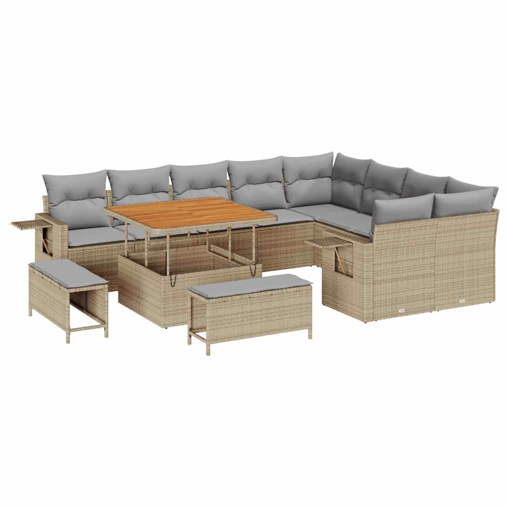 Set Divano da Giardino 12 pcs Beige polyrattan - homemem39