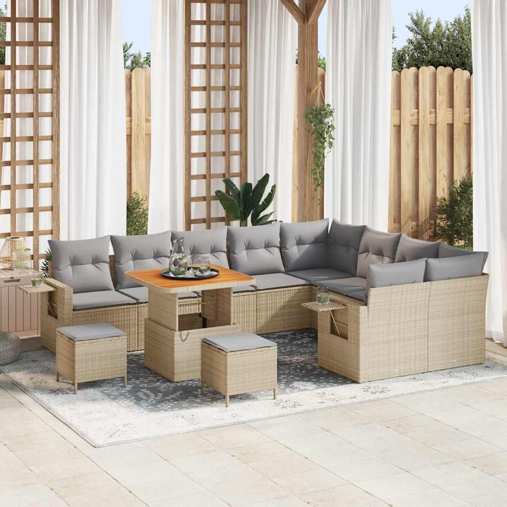 Set Divano da Giardino 12 pcs Beige polyrattan - homemem39