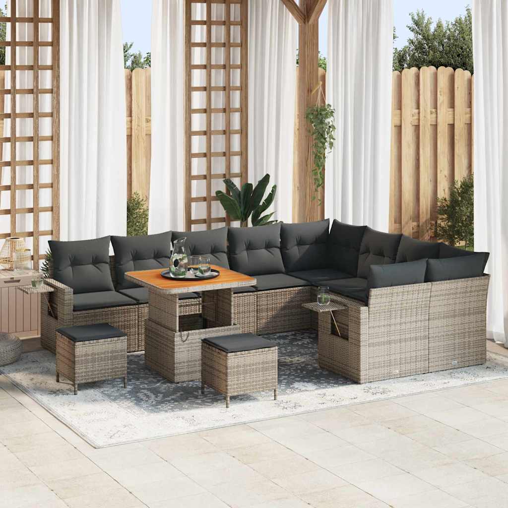Set Divano da Giardino 12 pcs Grigio polyrattan | homemem39