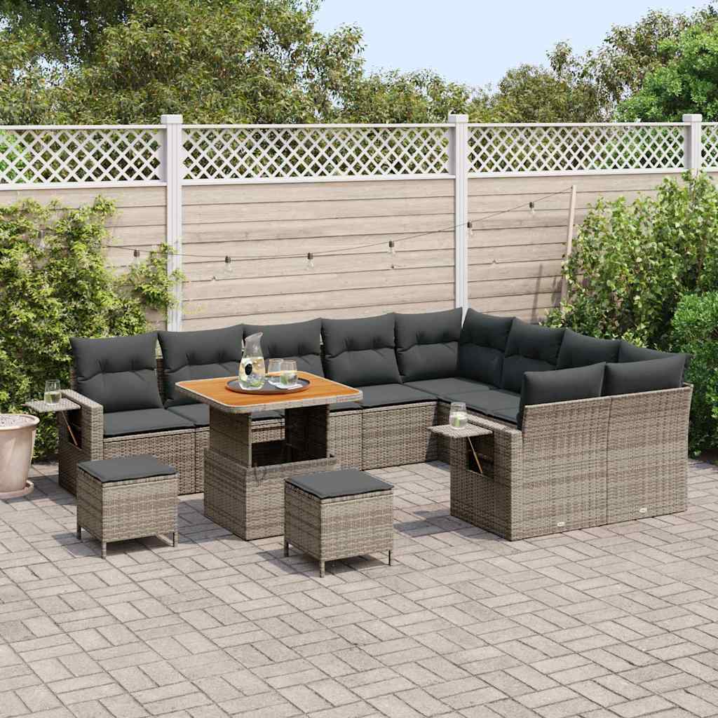 Set Divano da Giardino 12 pcs Grigio polyrattan | homemem39