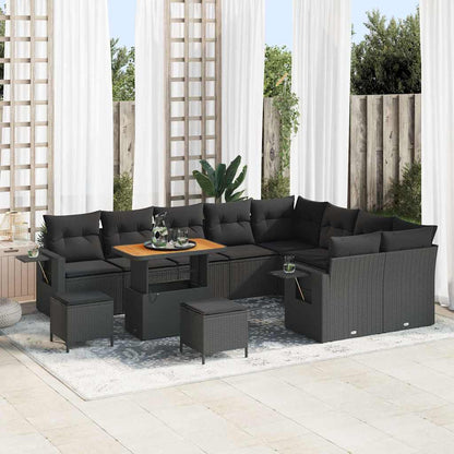 Set Divano da Giardino 12 pcs Nero polyrattan - homemem39