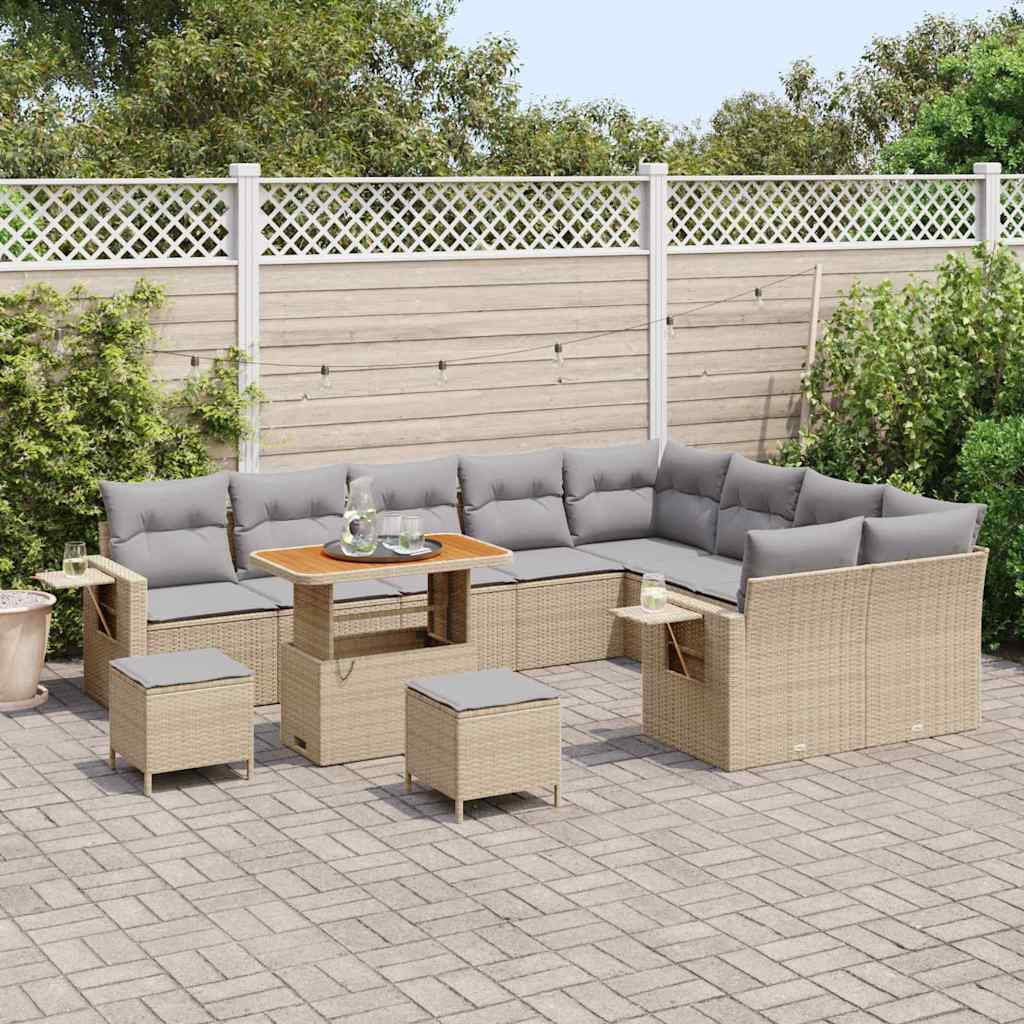 Set Divano da Giardino 12 pcs Beige polyrattan - homemem39