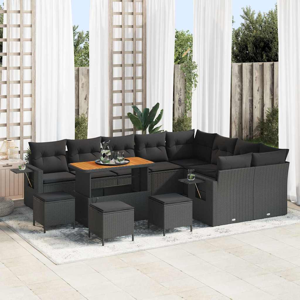 Set Divano da Giardino 13 pcs Nero polyrattan - homemem39