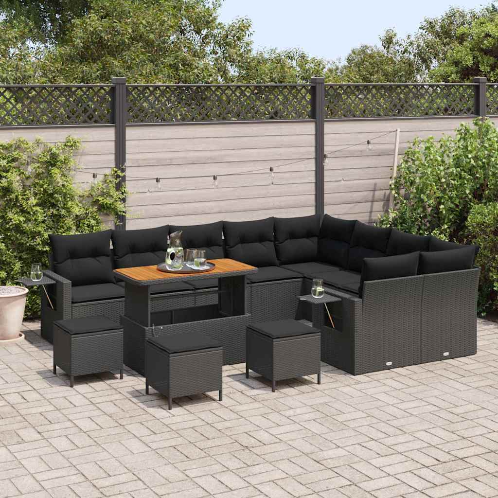 Set Divano da Giardino 13 pcs Nero polyrattan - homemem39