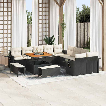 Set Divano da Giardino 13 pcs Nero polyrattan - homemem39