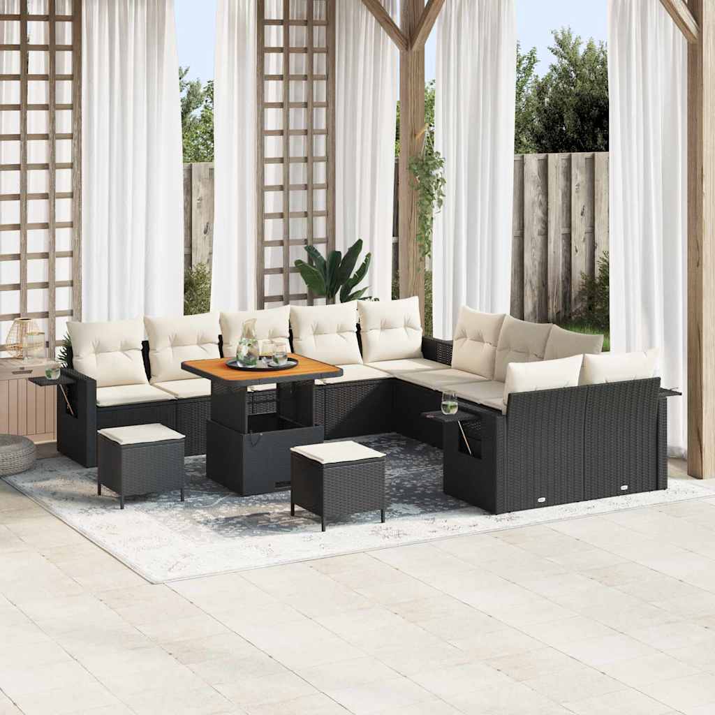 Set Divano da Giardino 13 pcs Nero polyrattan - homemem39