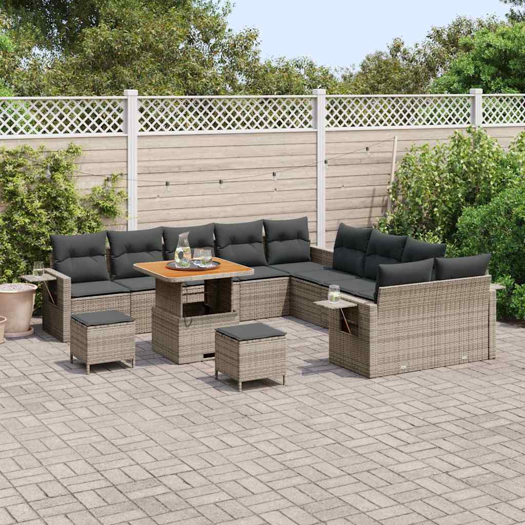 Set Divano da Giardino 13 pcs Grigio polyrattan | homemem39