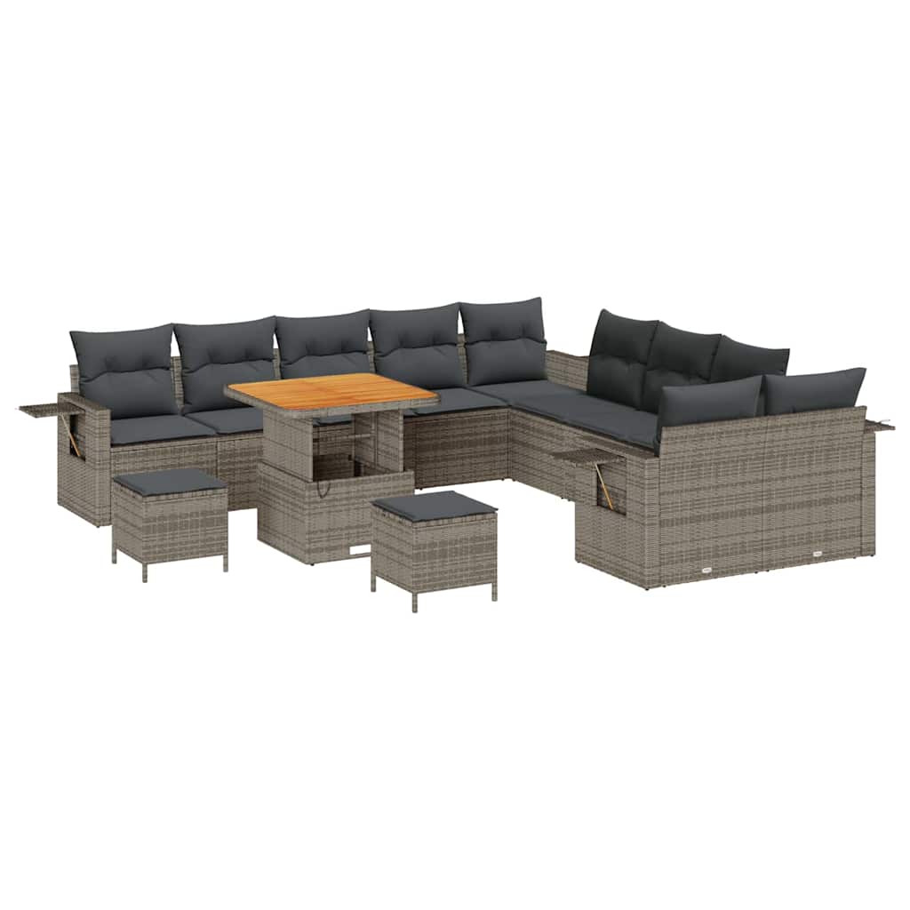 Set Divano da Giardino 13 pcs Grigio polyrattan | homemem39