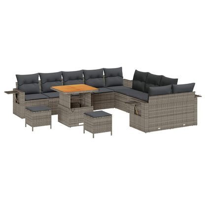 Set Divano da Giardino 13 pcs Grigio polyrattan | homemem39