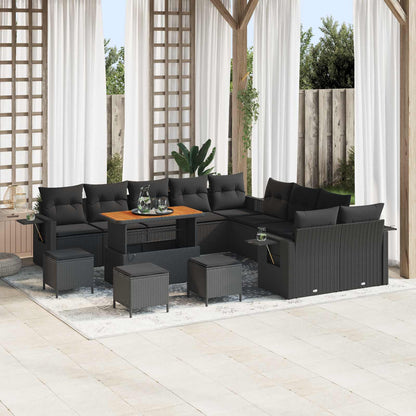 Set Divano da Giardino 14 pcs Nero polyrattan | homemem39