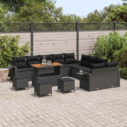 Set Divano da Giardino 14 pcs Nero polyrattan | homemem39
