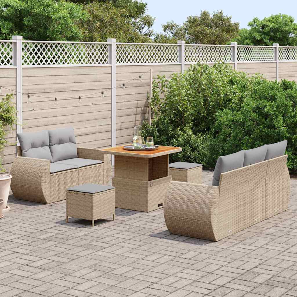 Set Divano da Giardino 8 pcs Beige polyrattan - homemem39