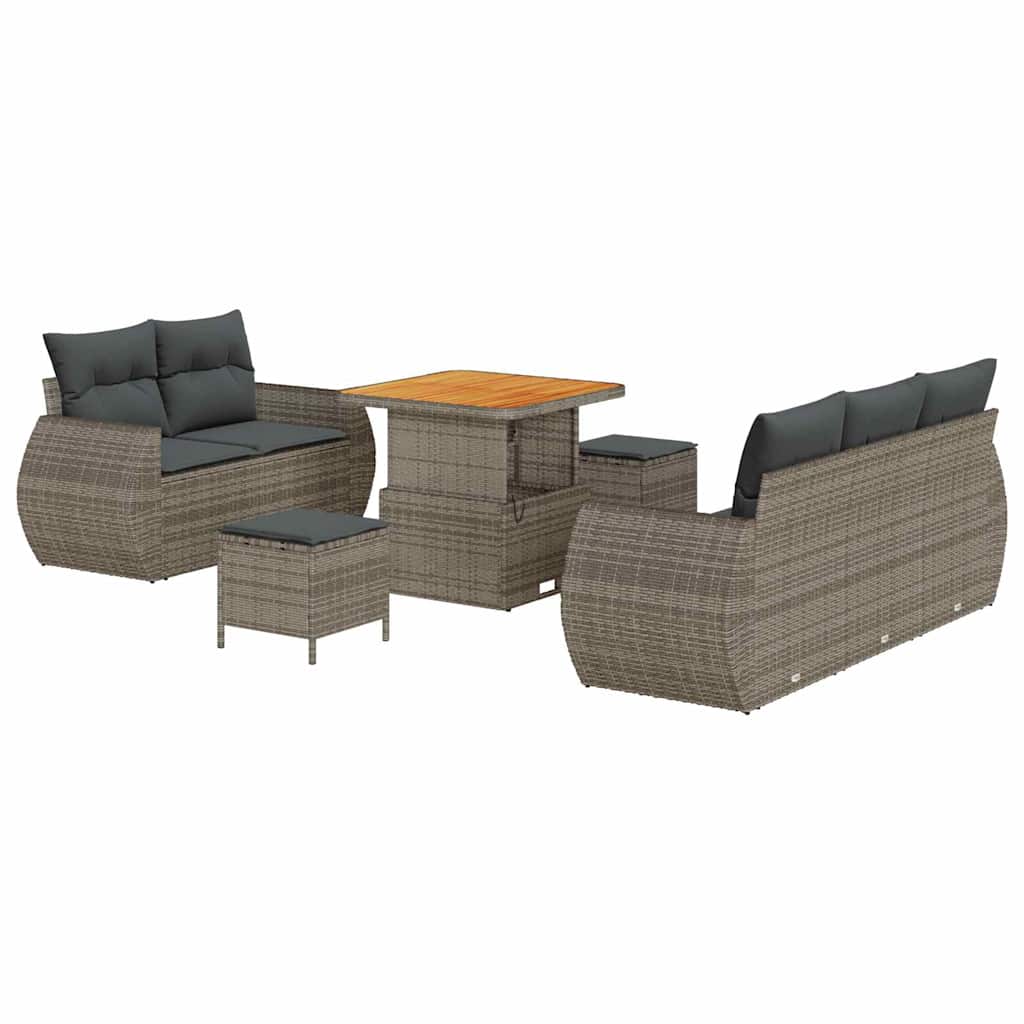 Set Divano da Giardino 8 pcs Grigio polyrattan | homemem39