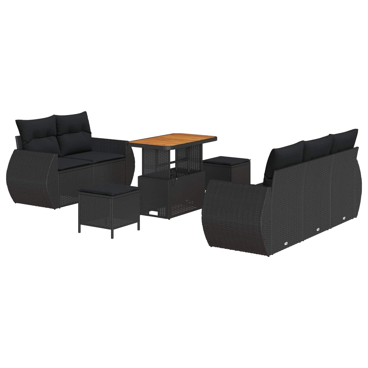 Set Divano da Giardino 8 pcs Nero polyrattan