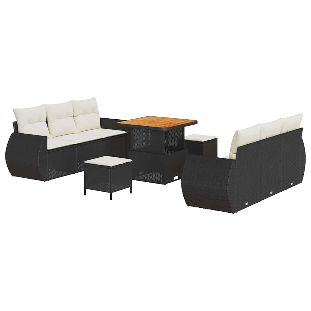 Set Divano da Giardino 9 pcs Nero polyrattan - homemem39