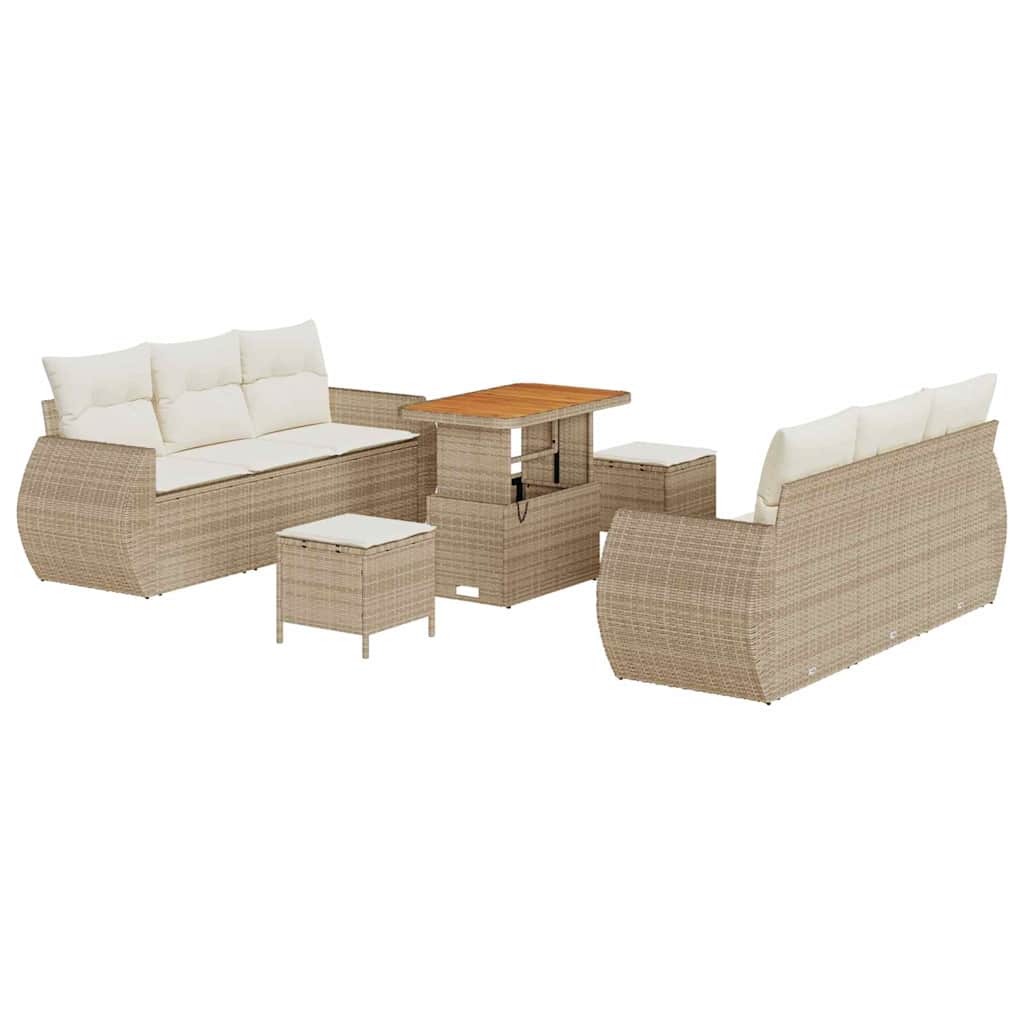 Set Divano da Giardino 9 pcs Beige polyrattan - homemem39