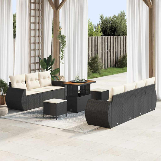 Set Divano da Giardino 10 pcs Nero polyrattan - homemem39