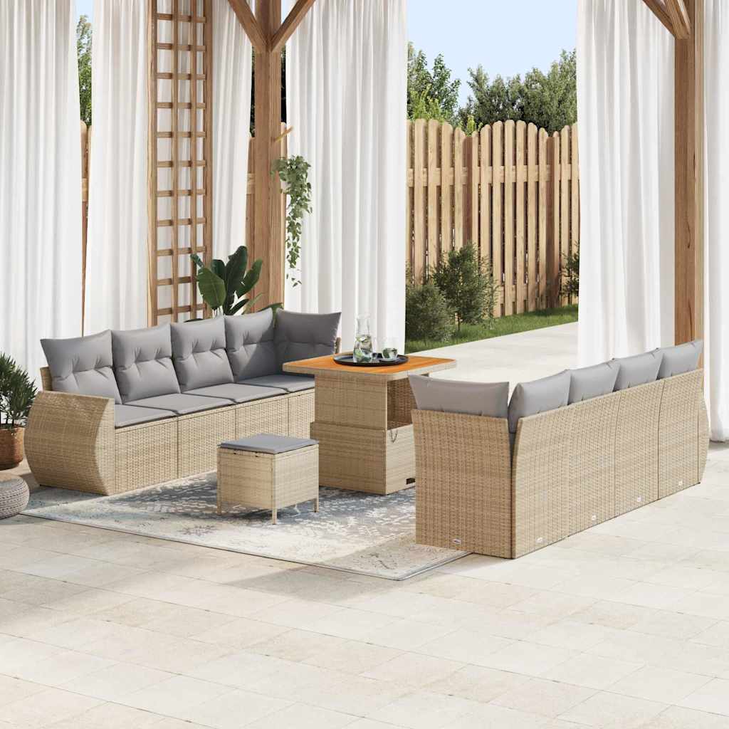 Set Divano da Giardino 11 pcs Beige polyrattan - homemem39