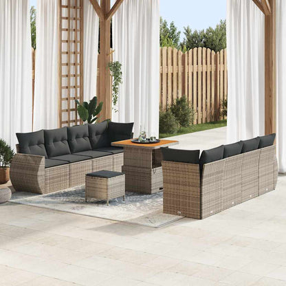 Set Divano da Giardino con cuscino 11 pcs Grigio polyrattan | homemem39