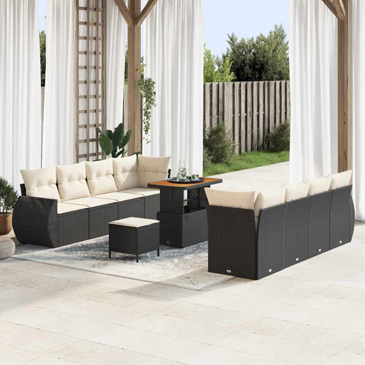 Set Divano da Giardino 11 pcs Nero polyrattan - homemem39