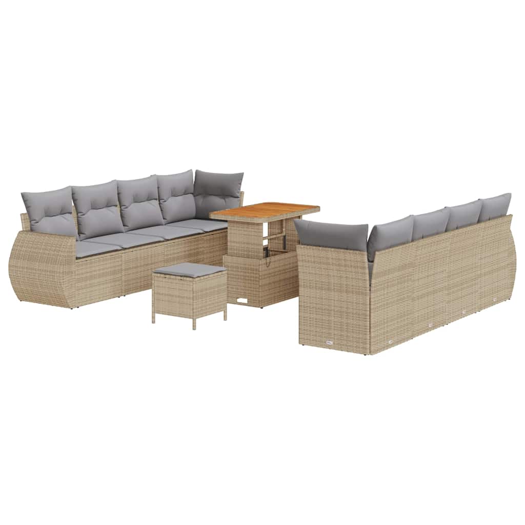Set Divano da Giardino 11 pcs Beige polyrattan - homemem39