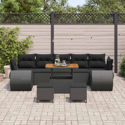 Set Divano da Giardino 10 pcs Nero polyrattan | homemem39