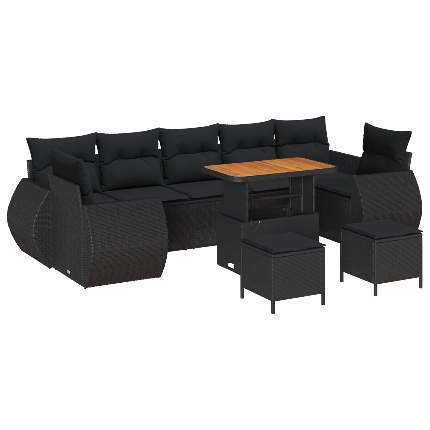 Set Divano da Giardino 10 pcs Nero polyrattan