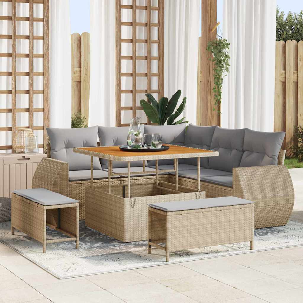 Set Divano da Giardino 8 pcs Beige polyrattan - homemem39