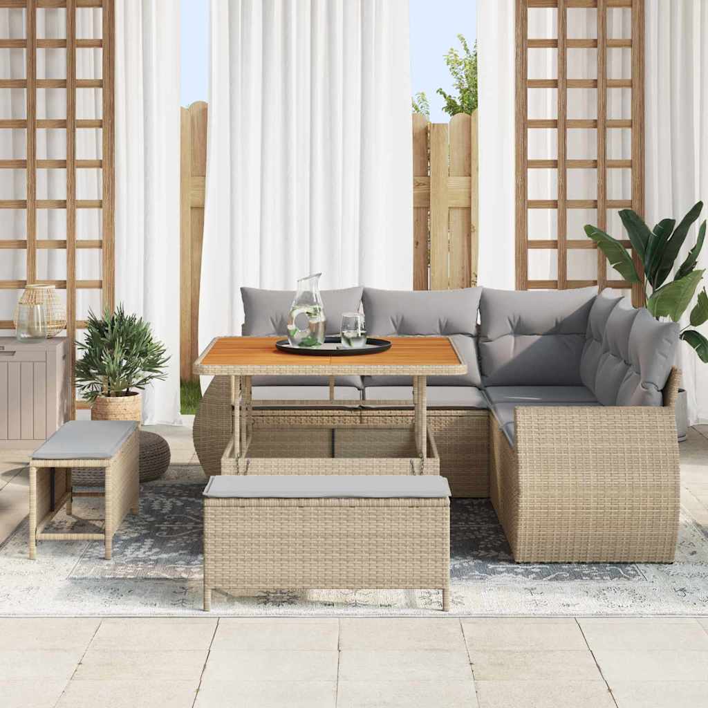 Set Divano da Giardino 8 pcs Beige polyrattan - homemem39