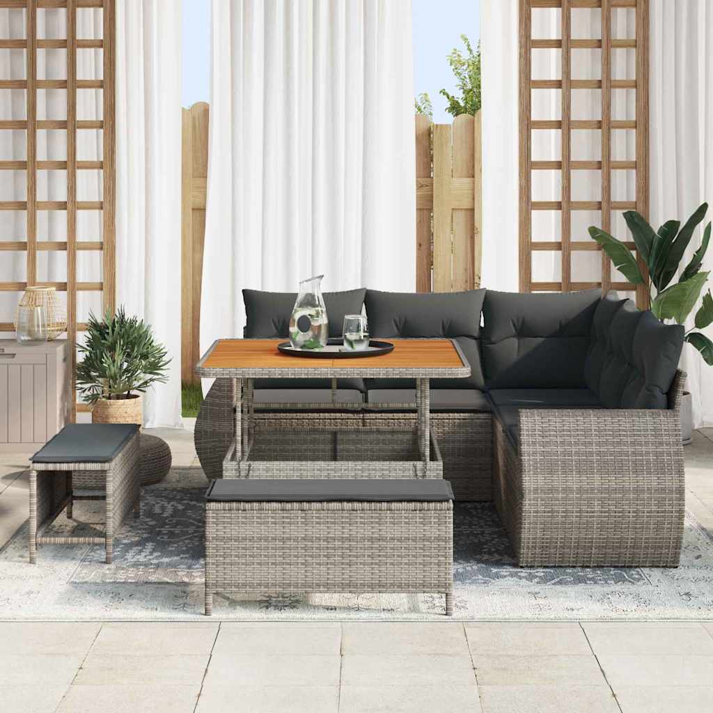 Set Divano da Giardino 8 pcs Grigio polyrattan - homemem39