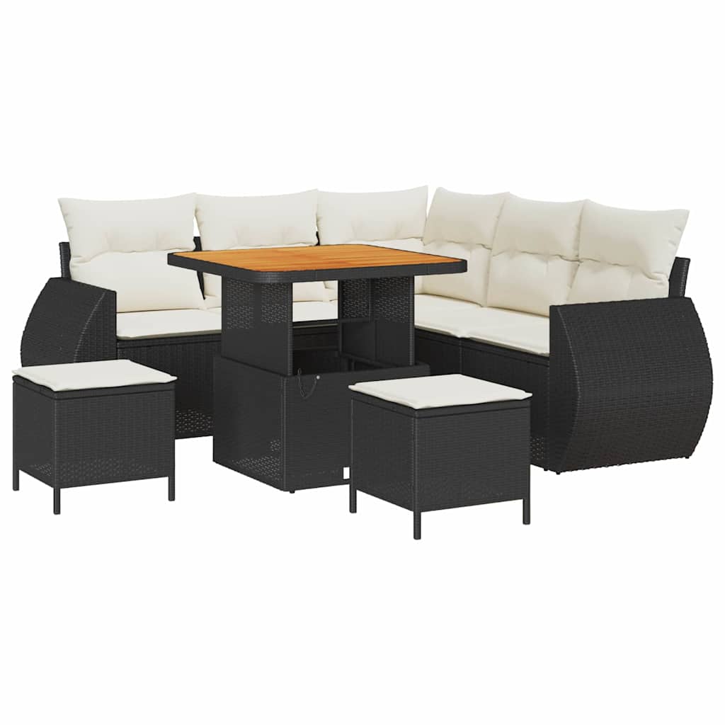 Set Divano da Giardino 8 pcs Nero polyrattan - homemem39