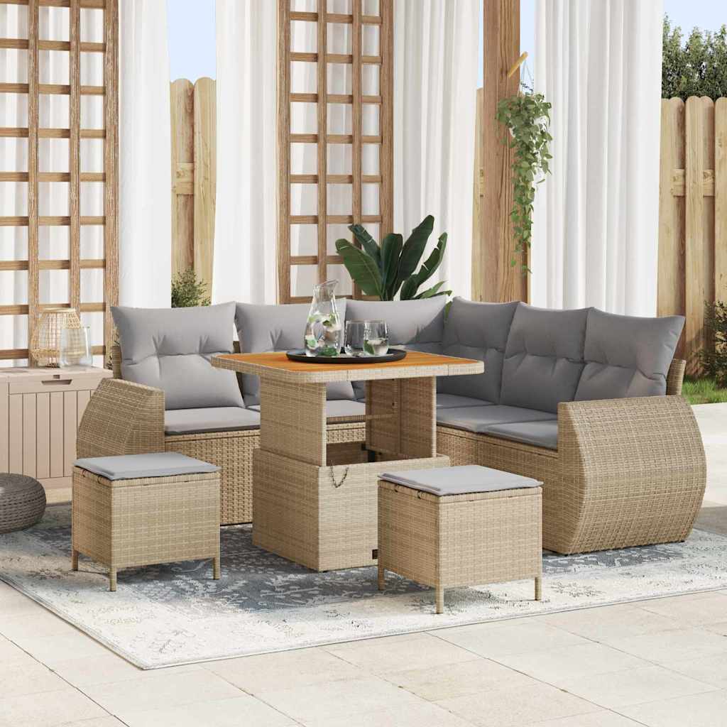 Set Divano da Giardino 8 pcs Beige polyrattan - homemem39