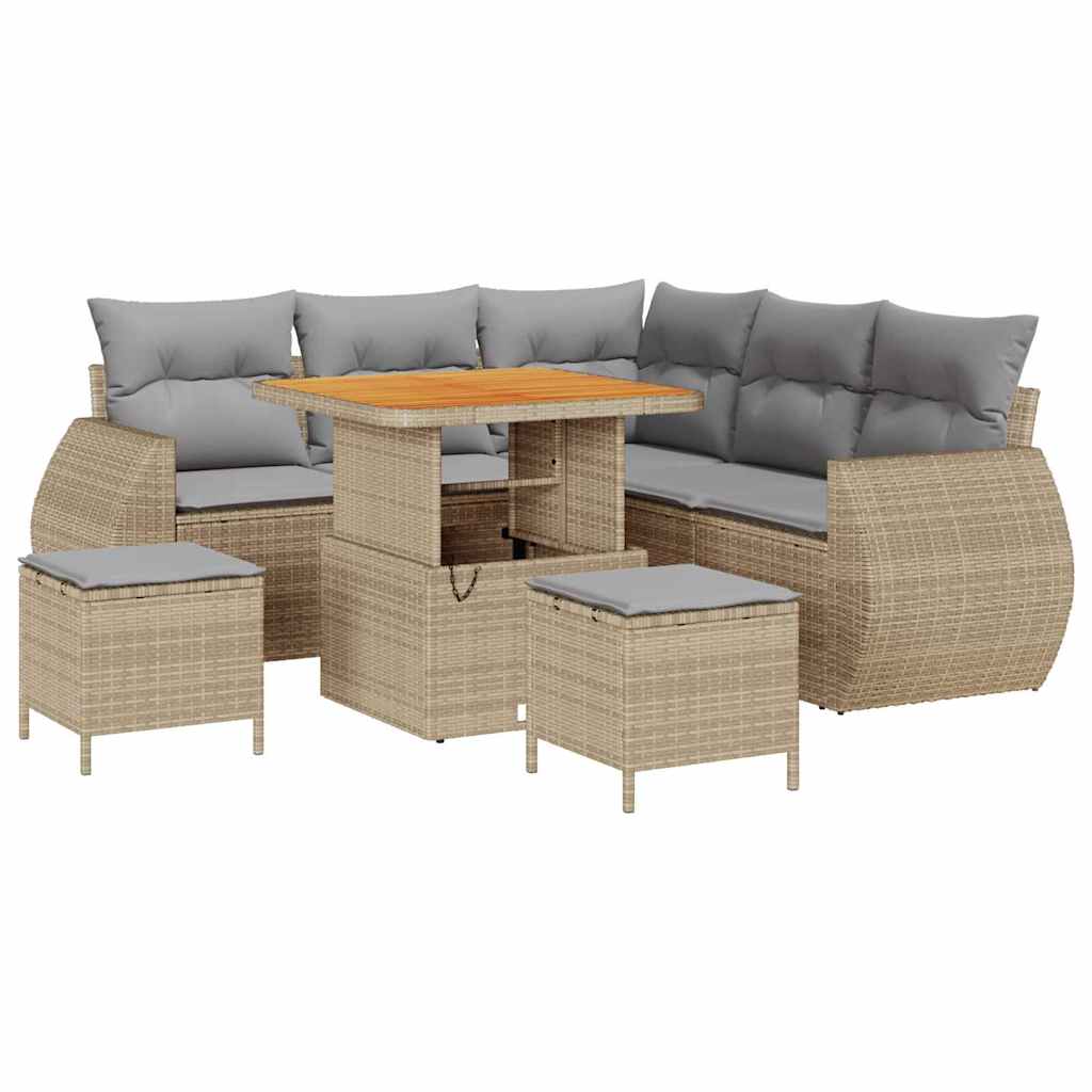 Set Divano da Giardino 8 pcs Beige polyrattan - homemem39