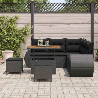 Set Divano da Giardino 8 pcs Nero polyrattan