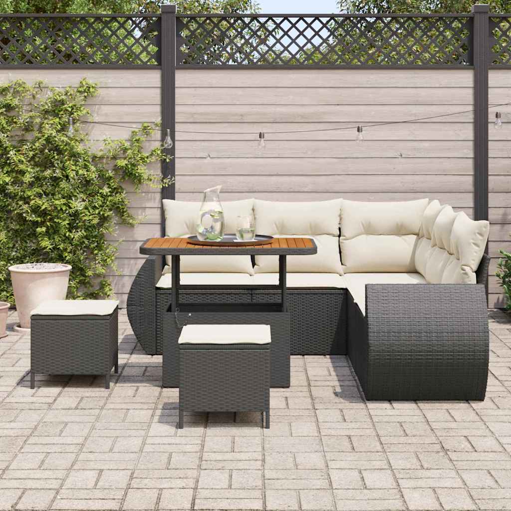 Set Divano da Giardino 8 pcs Nero polyrattan - homemem39