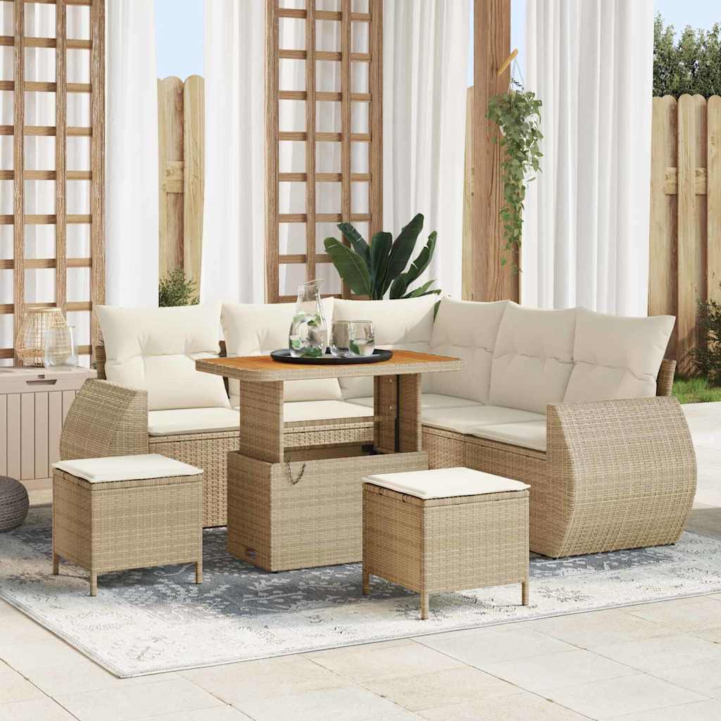 Set Divano da Giardino 8 pcs Beige polyrattan - homemem39