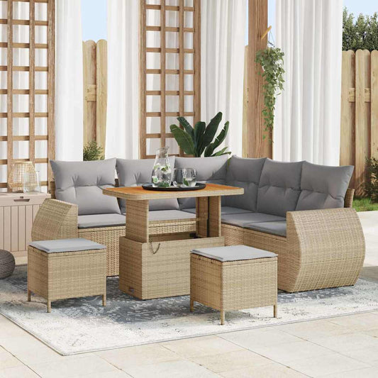 Set Divano da Giardino 8 pcs Beige polyrattan - homemem39